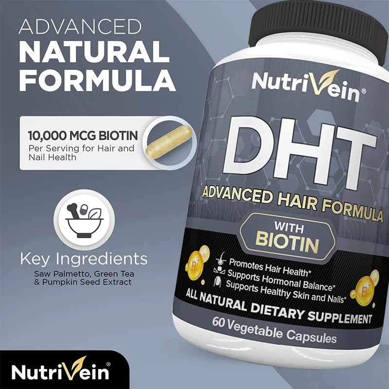 Premium DHT Blocker for Men & Women - with Biotin - Hair Supplements for Men & Women of All Ages - for A Great Head of Hair
