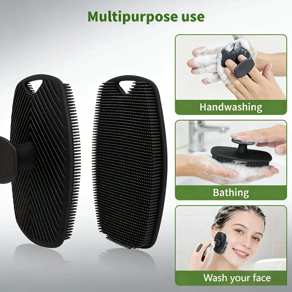 2/3/4Pcs Silicone Shower Brush Set Long Handled Back Washer Scalp Massage Comb Gentle Exfoliation Body Scrubber Deep Skin Clean