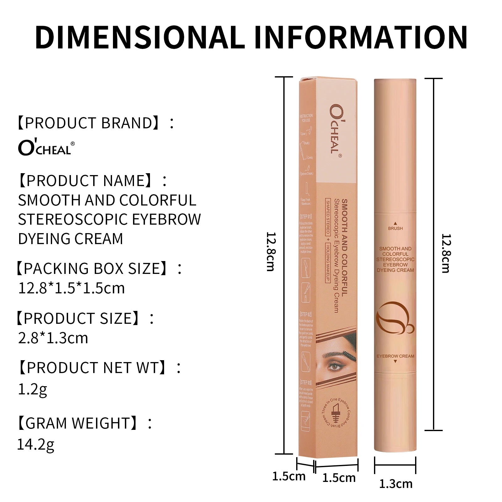 OCHEAL  2 In 1 Eyebrow Dyeing Cream 3 Colors Waterproof  Tinted Long-lasting Eyebrow Stamp Pencil Pomade Makeup Cosmetics