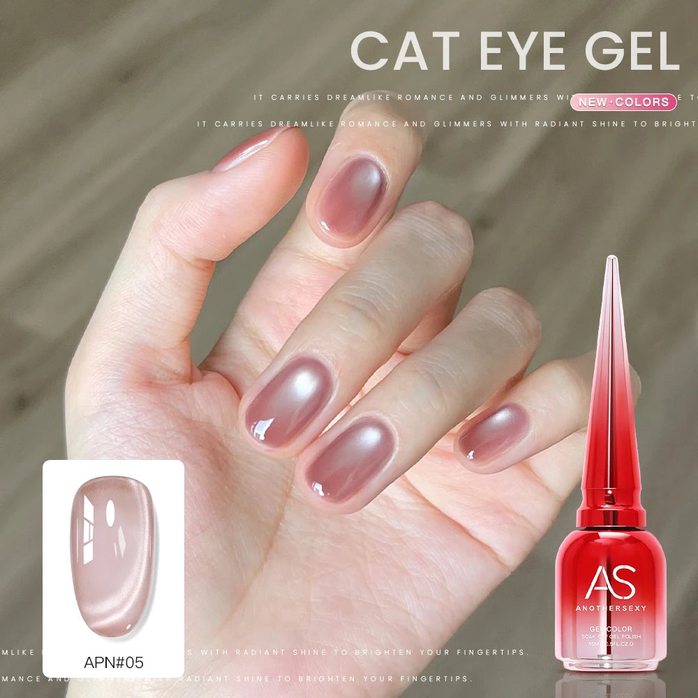 AS Colors Nude Magnetic Cat Eye Gel Nail Polish Pink UV LED Soak Off Gel Varnish Crystal Cat Eye Gel Lacquer Professional Enamel