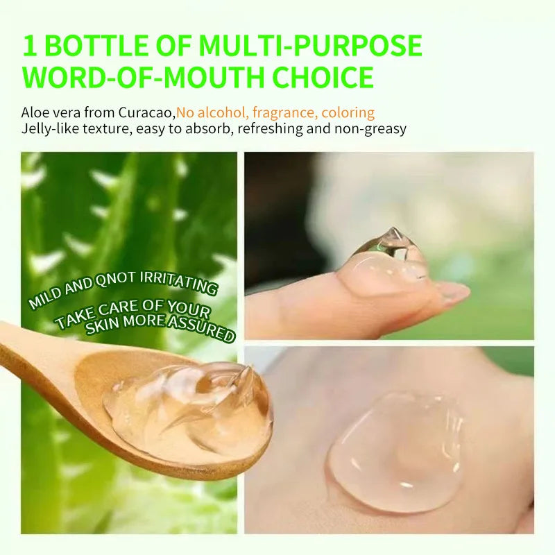 "Pure Aloe Vera Gel (300G) - 99% Natural for Face, Hair & Body, Sunburn Relief & Hydration, Non-Sticky"