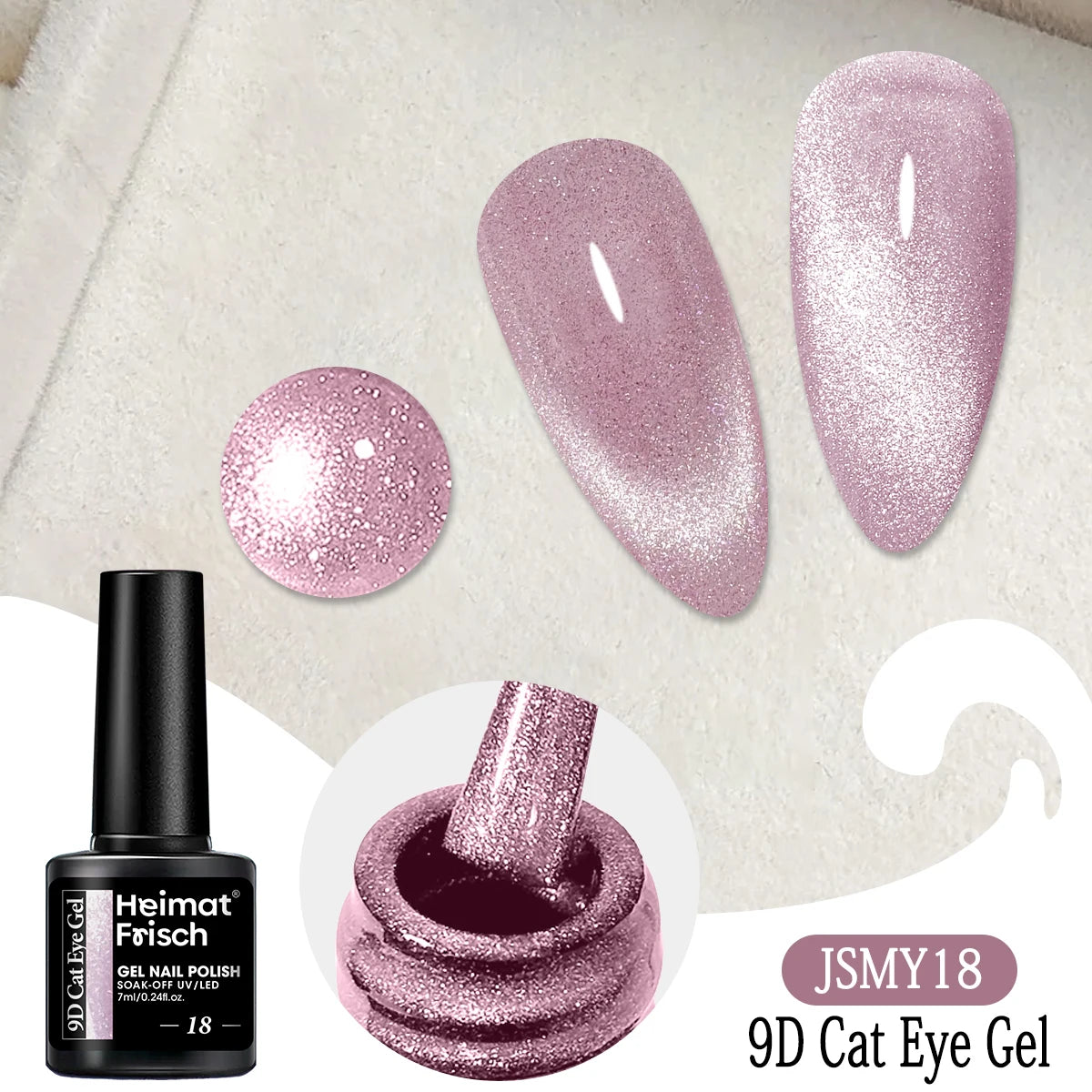 Heimat Frisch Single 0.24oz Crystal Cat Eye Gel Nail Polish - Holographic Glitter, Translucent and Magnetic Effect, Long-Lasting