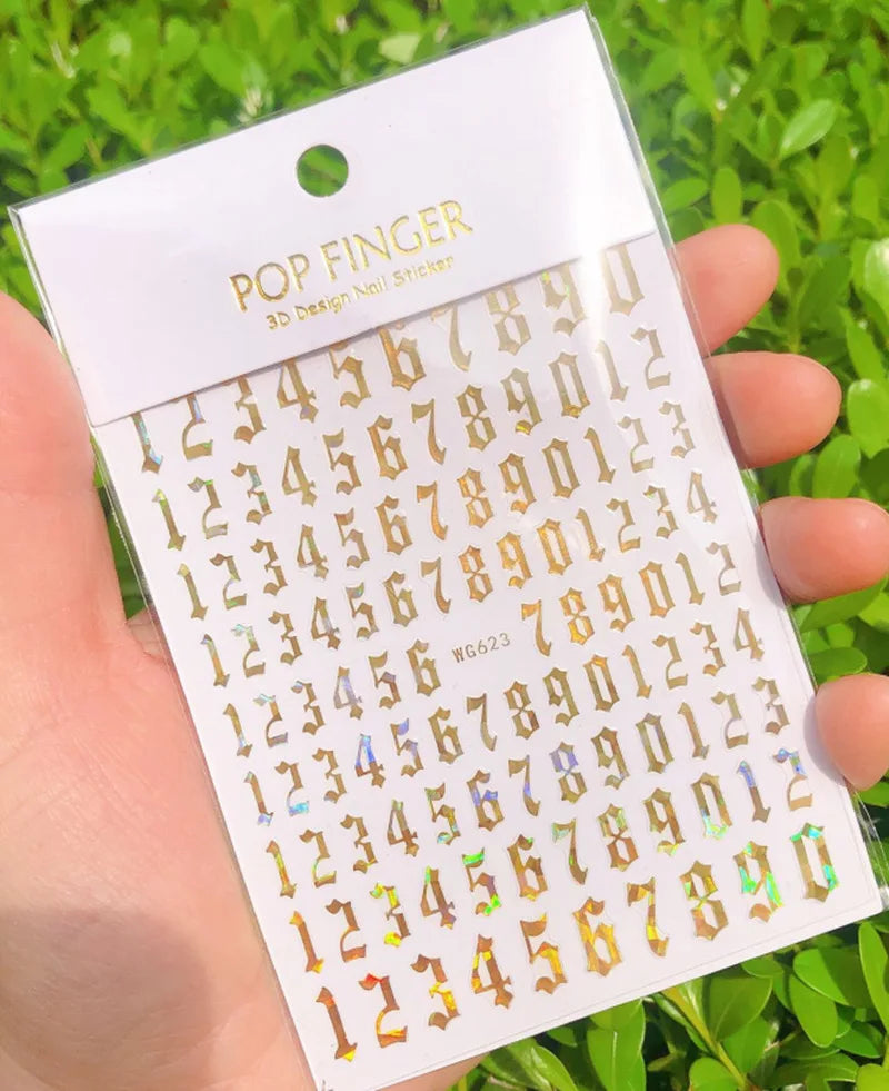 New Roman 26 English Alphabet Number 3D Self-adhesive Nail Art Decal Sticker Word Small Letter Nail Tattoos Decal Stickers