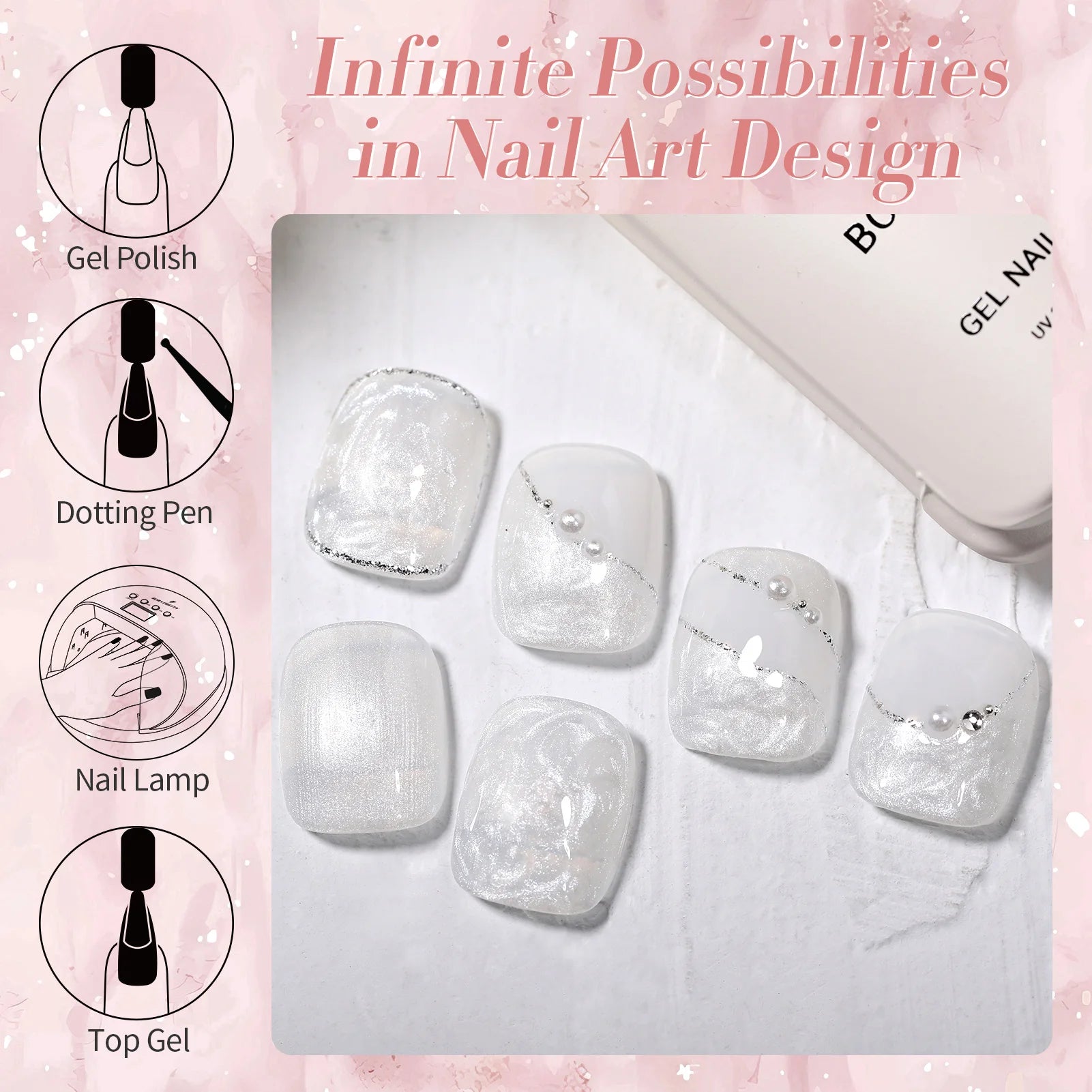 BORN PRETTY 15ML Pearl White Pearl Shell Thread Gel Nail Polish Shiny Glitter Varnis Semi Permanent For Soak Off Gel Nail Art