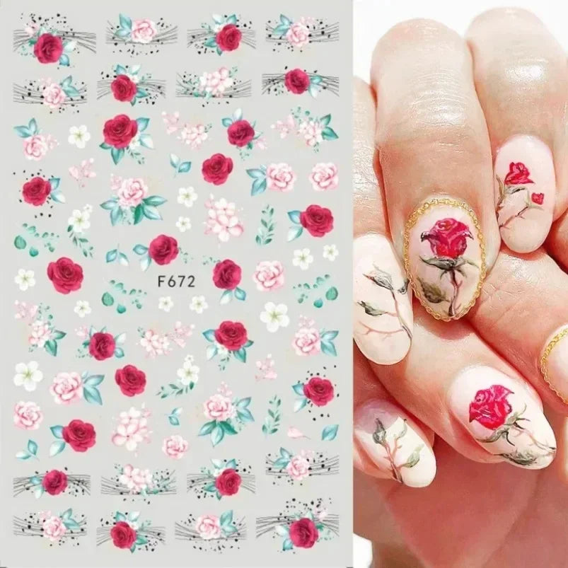 Cherry Blossom 3D Nail Stickers White Flower Petals Nail Art Decals Elegant Wedding Design Spring Sakura Manicure Slider Decor