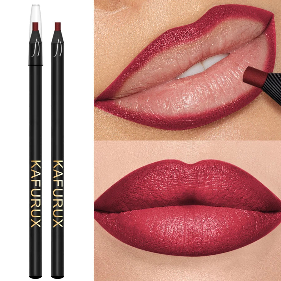 12 Colors Matte Lip Liner Pen Long Lasting Lip Glaze High Pigment Lip Tint Waterproof Red Brown  Lipliner Korean Makeup Gifts