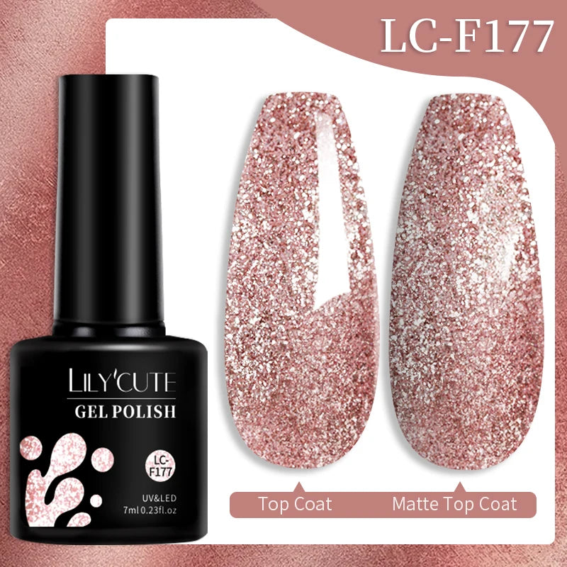 LILYCUTE 7ML Ocean Blue Cat Magnetic Gel Nail Polish Sparkling Glimmer Gel Polish Semi Permanent UV Magnet Gel Varnish Nail Art