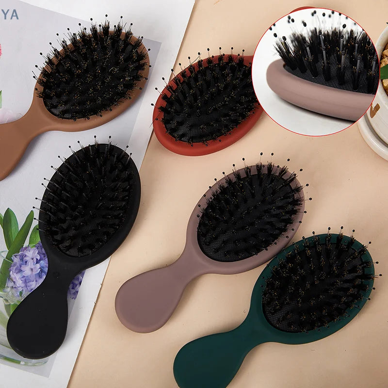 [Y]1PC Oval Boar Bristle & Nylon Hair Comb Mini Anti-static Hair Scalp Massage Comb Hairbrush Salon Hair Care Brush Styling Tool