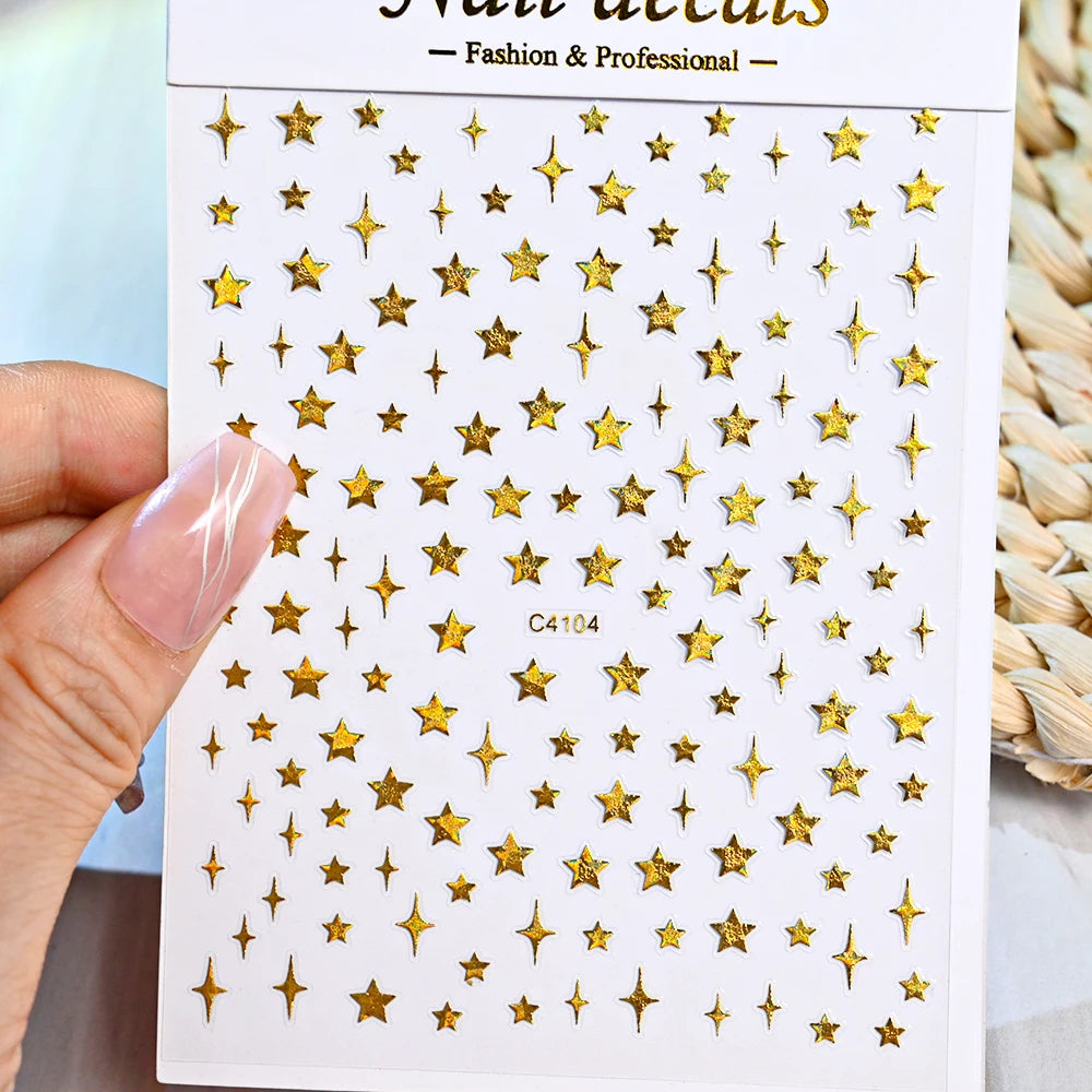 1pcs Star-Themed Nail Art Stickers 3D Self-Adhesive Plastic Decals With Glitter Finish Anime Rectangle Shape Ideal For DIY Nails