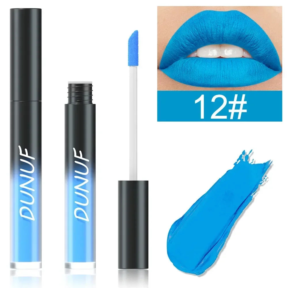 32 Color Lipstick Matte Lasting Lip Gloss Moisturizing Non-stick Cup Halloween Party Purple Blue Black Highly Pigments Lip Glaze