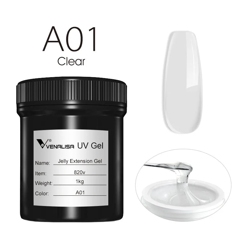 VENALISA Jelly Gel Large Volume 1L Jelly Nude Collection Not Burning Soak Off UV LED Soft Extension Gel Nail Gel Nail Manicure