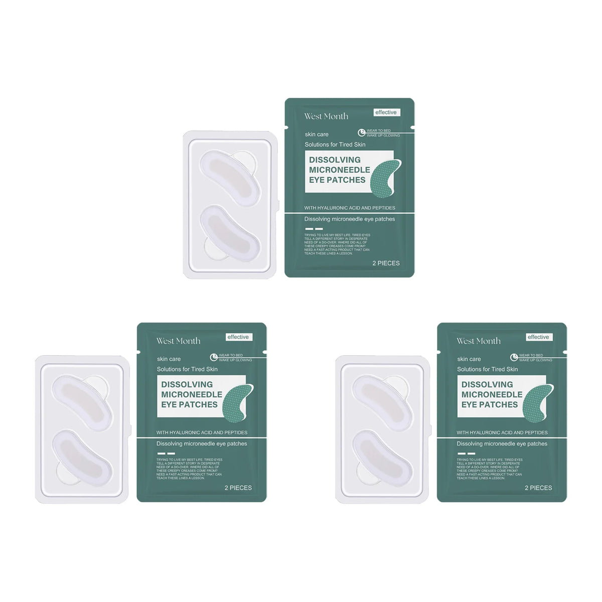 0.25mm Hyaluronic Acid Dissolving Microneedle Eye Patches Hydrogel Eye Mask for Wrinkles Dark Circles Puffiness Anti-Aging