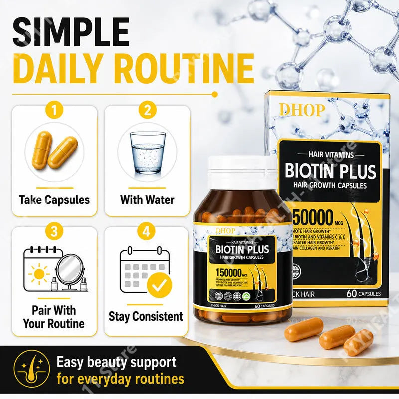 Biotin Plus Hair Growth Capsules with Collagen and Keratin, Vitamins A C E B12 Folate Hair Vitamins Hair Nutrition Support