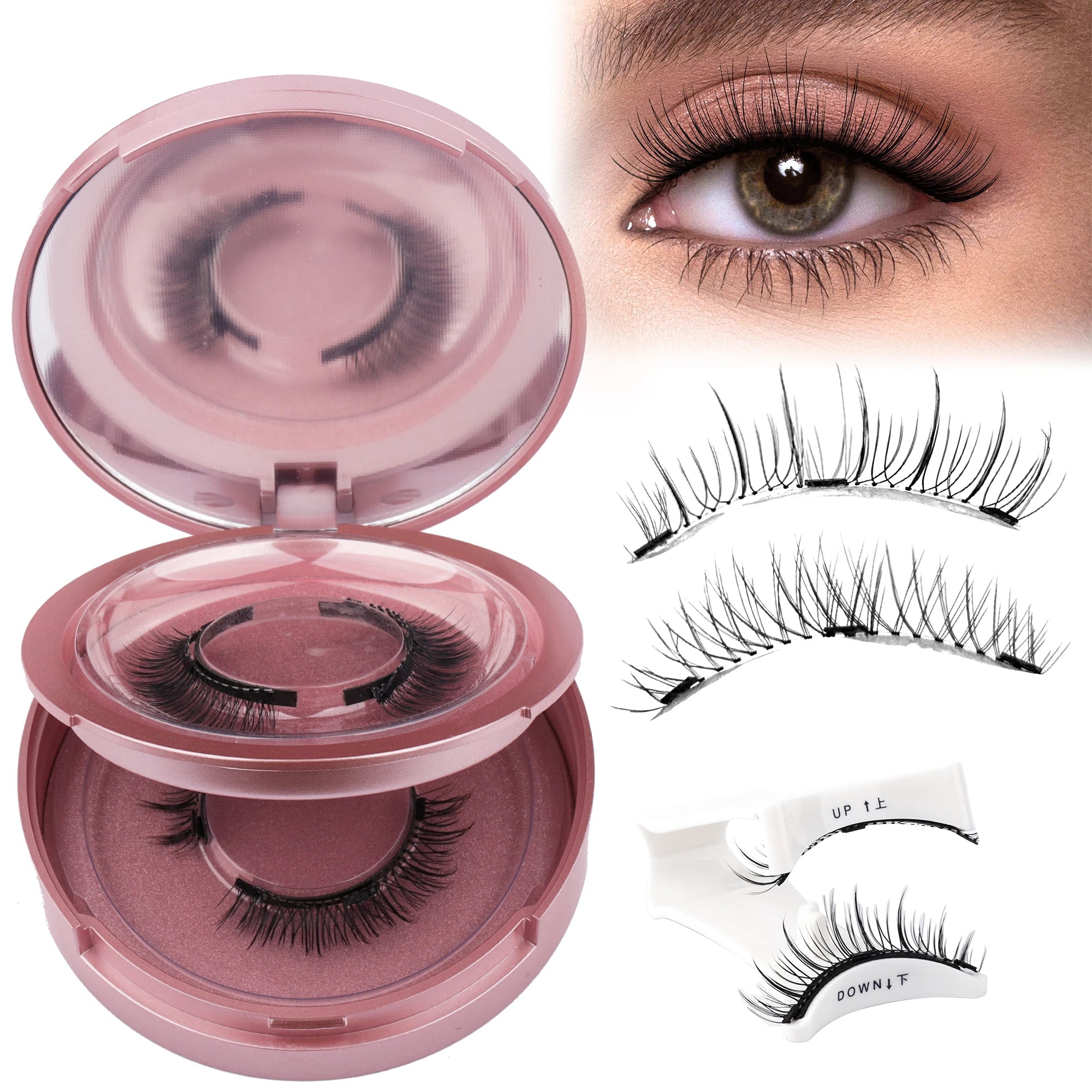 GEMERRY Magnetic Eyelashes with Applicator Natural Look Reusable Soft Strip False Lashes No Glue Makeup Kit Easy to Wear  Remove