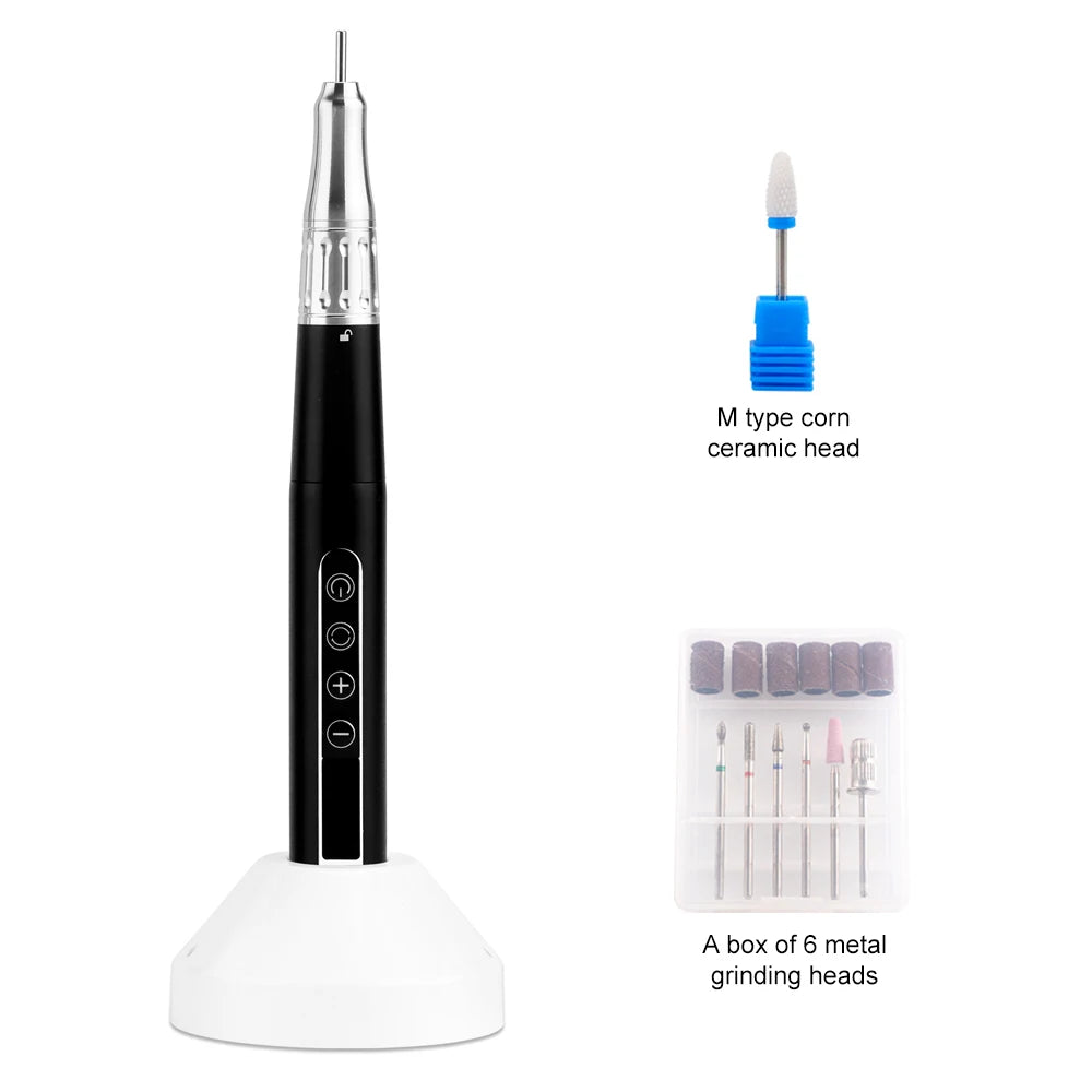 35000RPM Wireless Portable USB Pen Nail Drill Professional Rechargeable Manicure Electric Nail Cuticle File Nail Polisher Tools