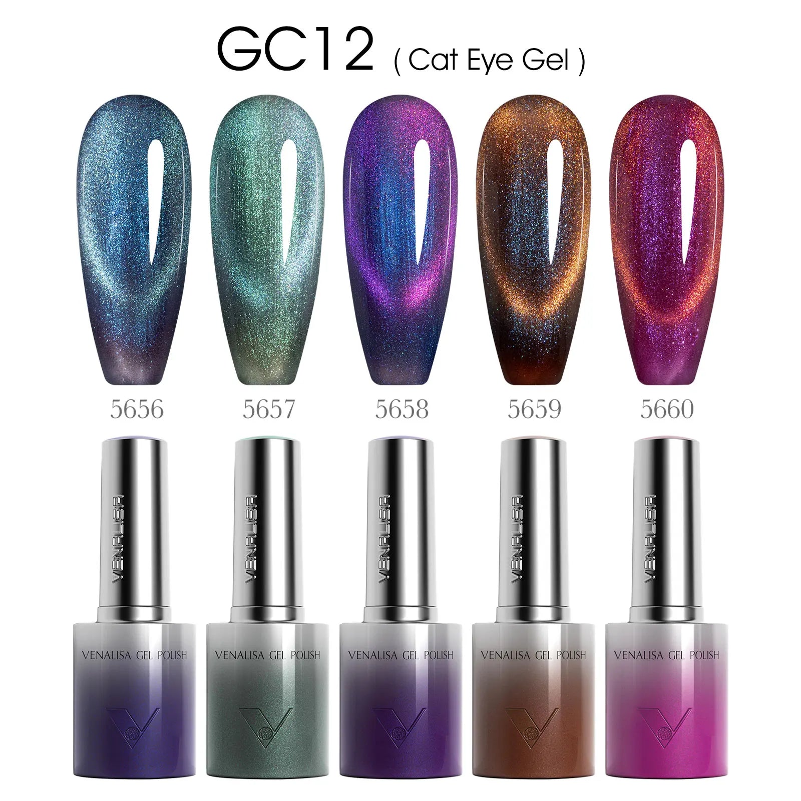 VENALISA 60 Colors TPO/HEMA FREE Glitter Gel Cat Eye Gel Nail Polish UV/LED Soak-Off Gel Polish Manicure DIY Nail Art Christmas