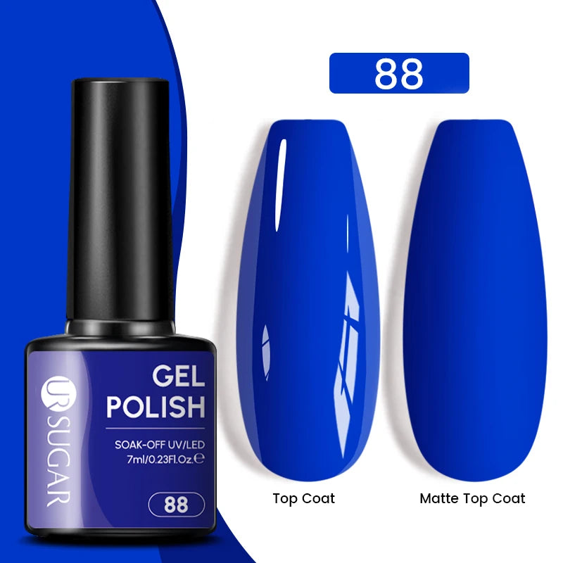 UR SUGAR 7.5ML Blue Black Red Glitter Sequin Color Gel Nail Polish Semi-permanent Varnish For Nail Art Manicure Soak Off UV Gel