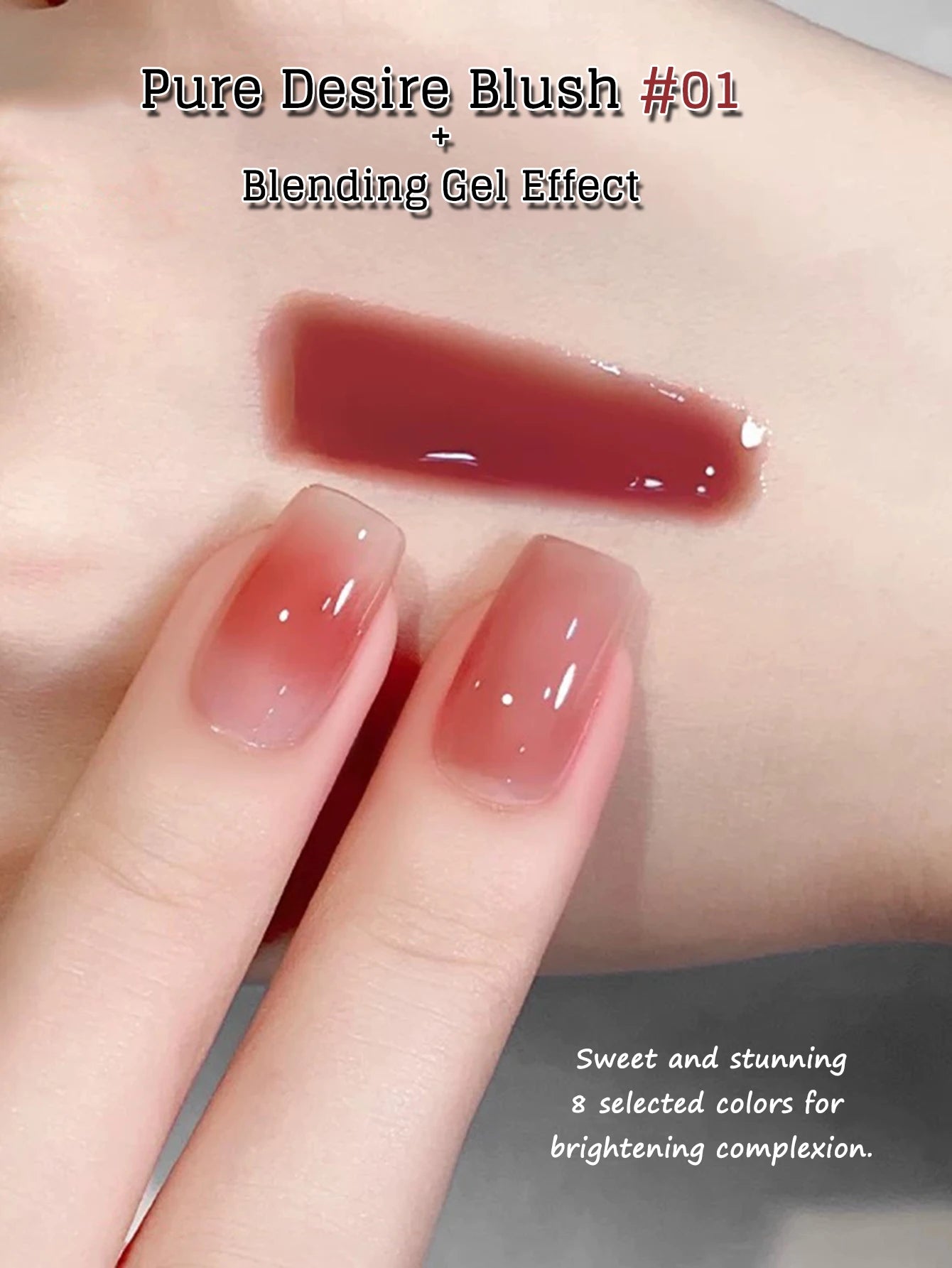 MN 2026 New 1-8PCS Fall Nails Popular Pure Desire Blush Jelly Gel Nail Polish Pink Nails Red Nails Ice-Clear Nude Nail Polish