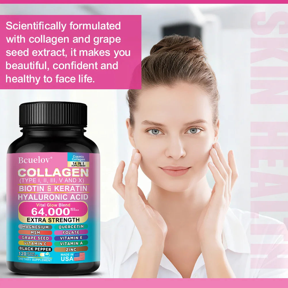 Collagen Peptide Supplement, Anti-Aging, Youthful Glow, Skin Elasticity, Strong Joints, Healthy Hair Growth, Healthy Nails