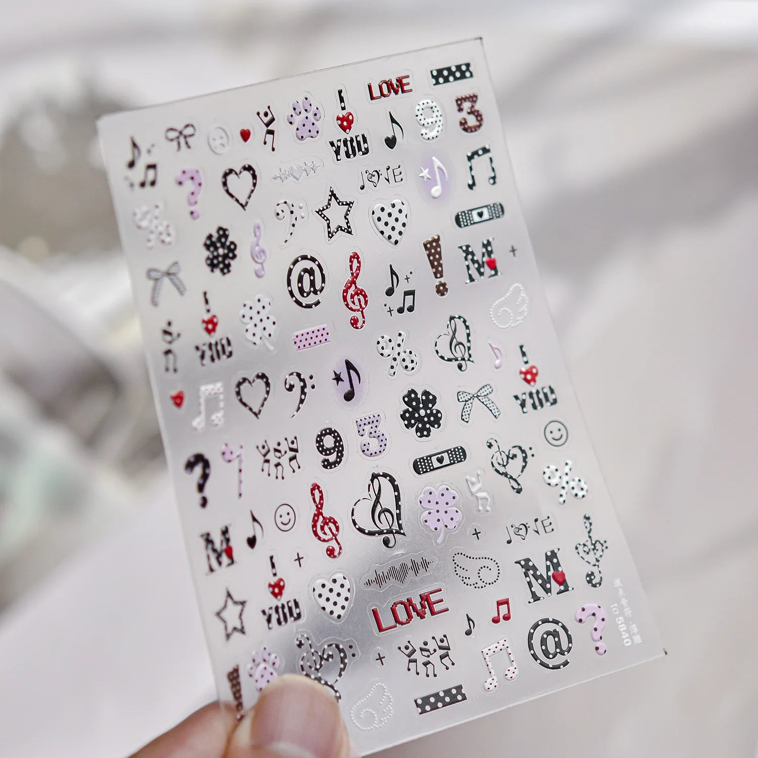 Light Blue 5D Nail Art Stickers Cartoon Cat Cherry Apple Clock Starfish Shell Blossom Decal Self Adhesive Sweet Fresh Manicure