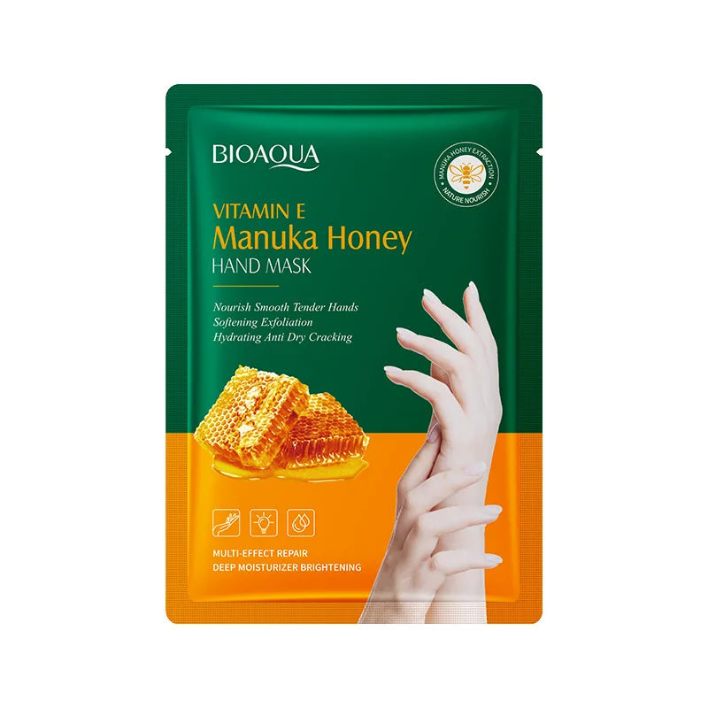 Manuka Honey & Vitamin E Hand Mask - Deep Moisturizing, Exfoliating & Repairing Hand Care for Dry, Cracked Hands
