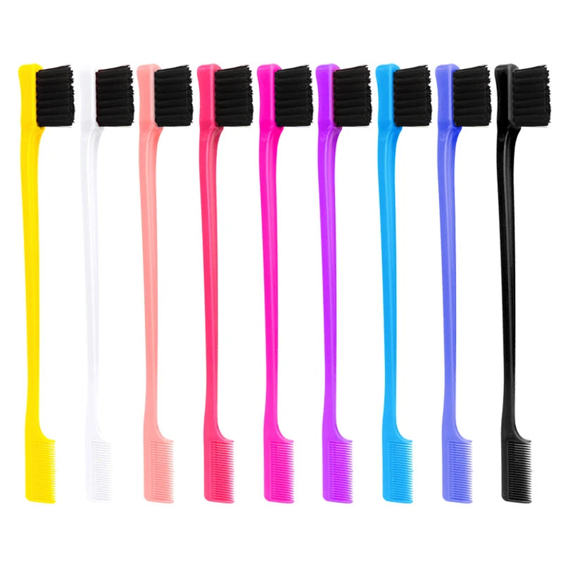 Hair Anti-Static Edge Brush Comb 2-in-1 Double-Sided Edge Control Brush Hair Styling Tool with Comb, Special for Real Hair Wigs