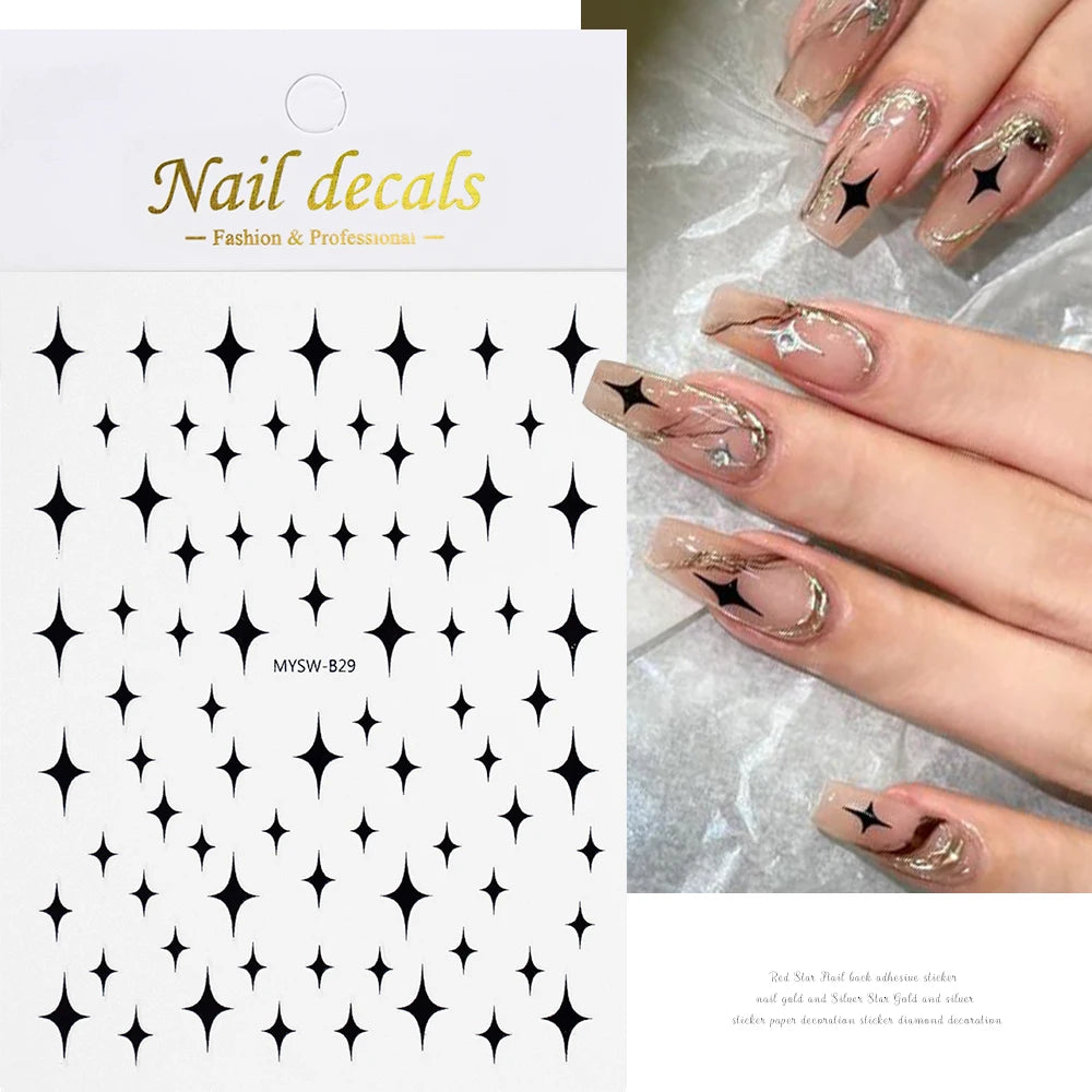 1pcs Star-Themed Nail Art Stickers 3D Self-Adhesive Plastic Decals With Glitter Finish Anime Rectangle Shape Ideal For DIY Nails