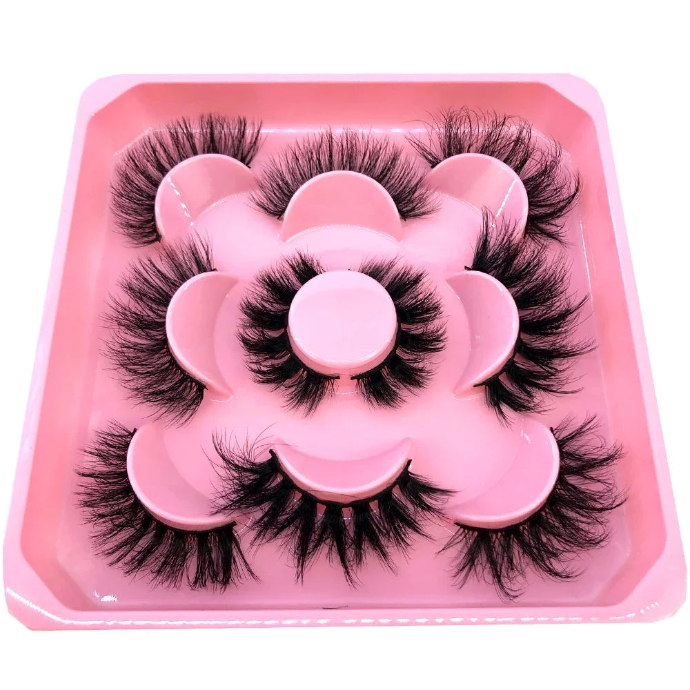 New 5 pairs of handmade mink eyelashes fake eyelashes natural nude makeup simulated cross messy eyes 3D curly eyelashes