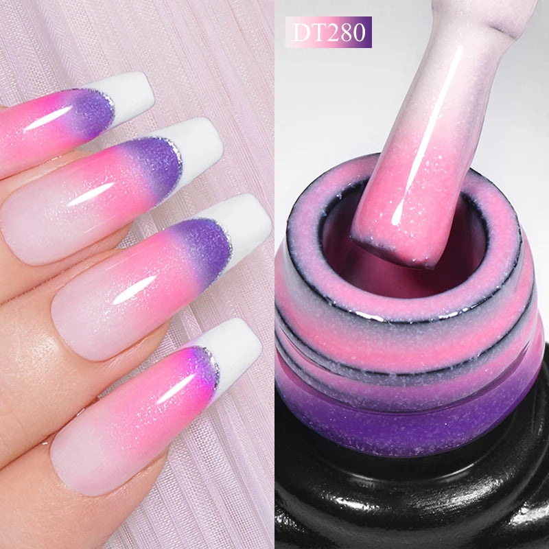 MEET ACROSS 7ml 36Colors Glitter Thermal Gel Nail Polish 3 Colors Changing Soak Off Gel Winter Semi Permanant Nail Art Varnish