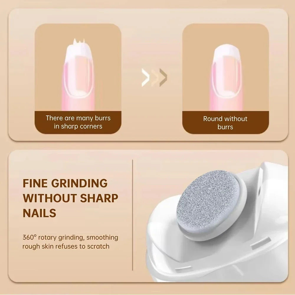 2 IN 1  Electric Nail Clipper Cutter with LED Light Automatic Nail Grinder Trimmer for Baby Mini Manicure Tool Nail Care