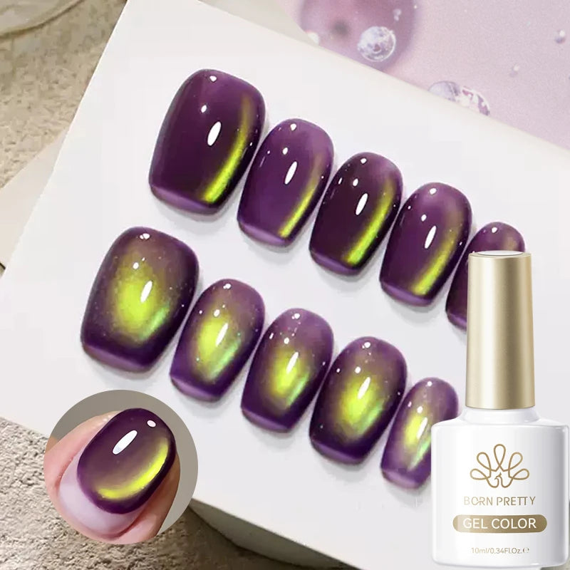 BORN PRETTY 10ml Dark Brown Red Glass Bead Cat Magnetic Gel Nail Polish Semi Permanent Soak Off UV LED Varnish Nail Art Salon