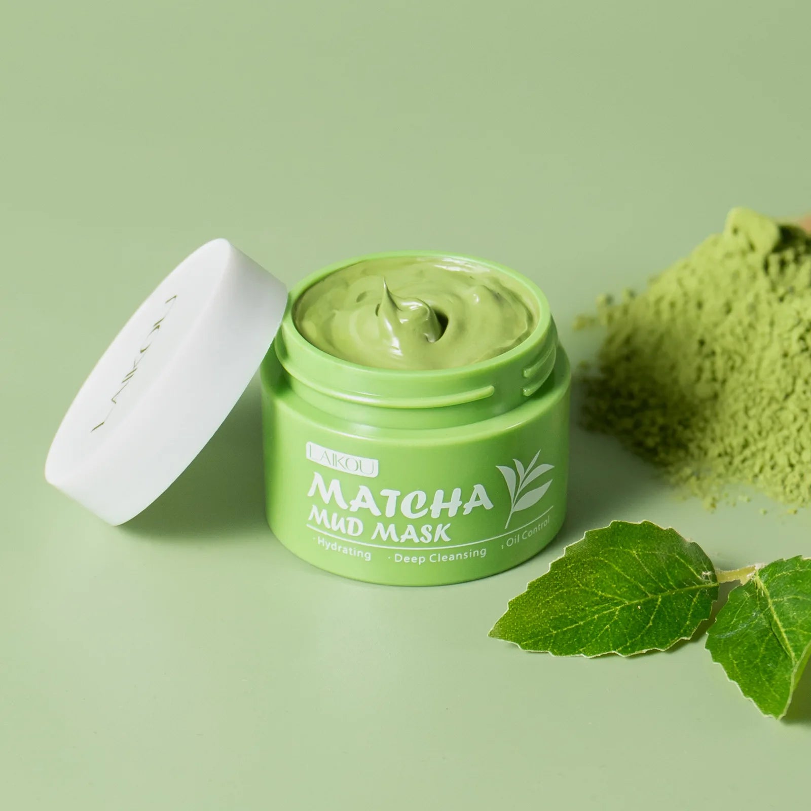 LAIKOU Longjing Matcha Mud Mask Refreshing Hydration & Moisturisation Removal Blackhead Clay Oil Control Deep Cleaning Mask