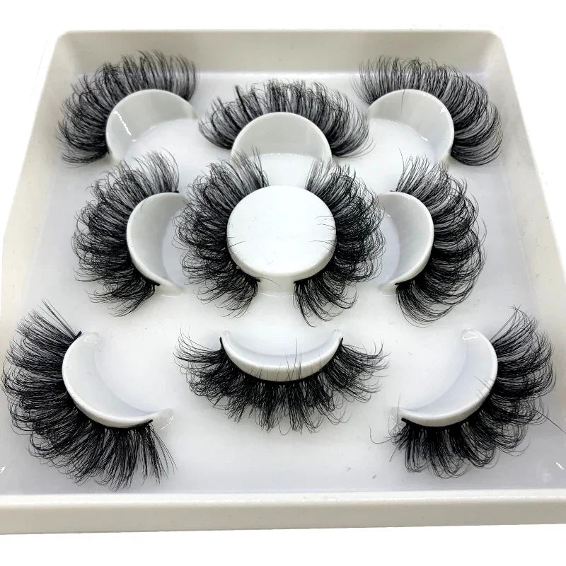 New 5 pairs of handmade mink eyelashes fake eyelashes natural nude makeup simulated cross messy eyes 3D curly eyelashes