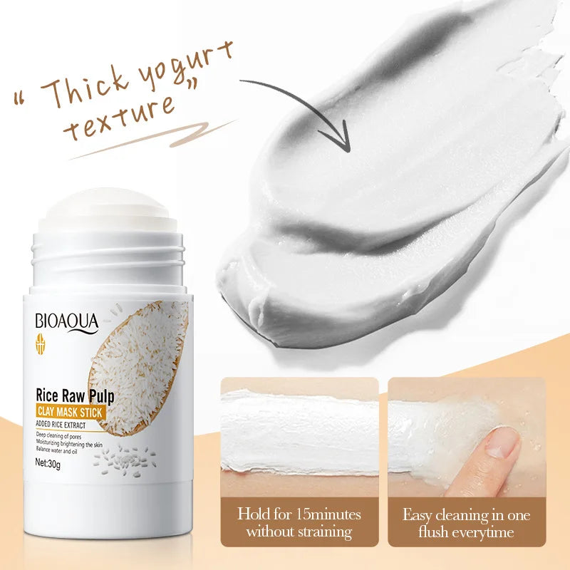 BIOAQUA White Rice Face Mask Moisturizing Stick Mud Blackhead Removal Firming Clay Anti Wrinkle Facial Masks Skin Care Products