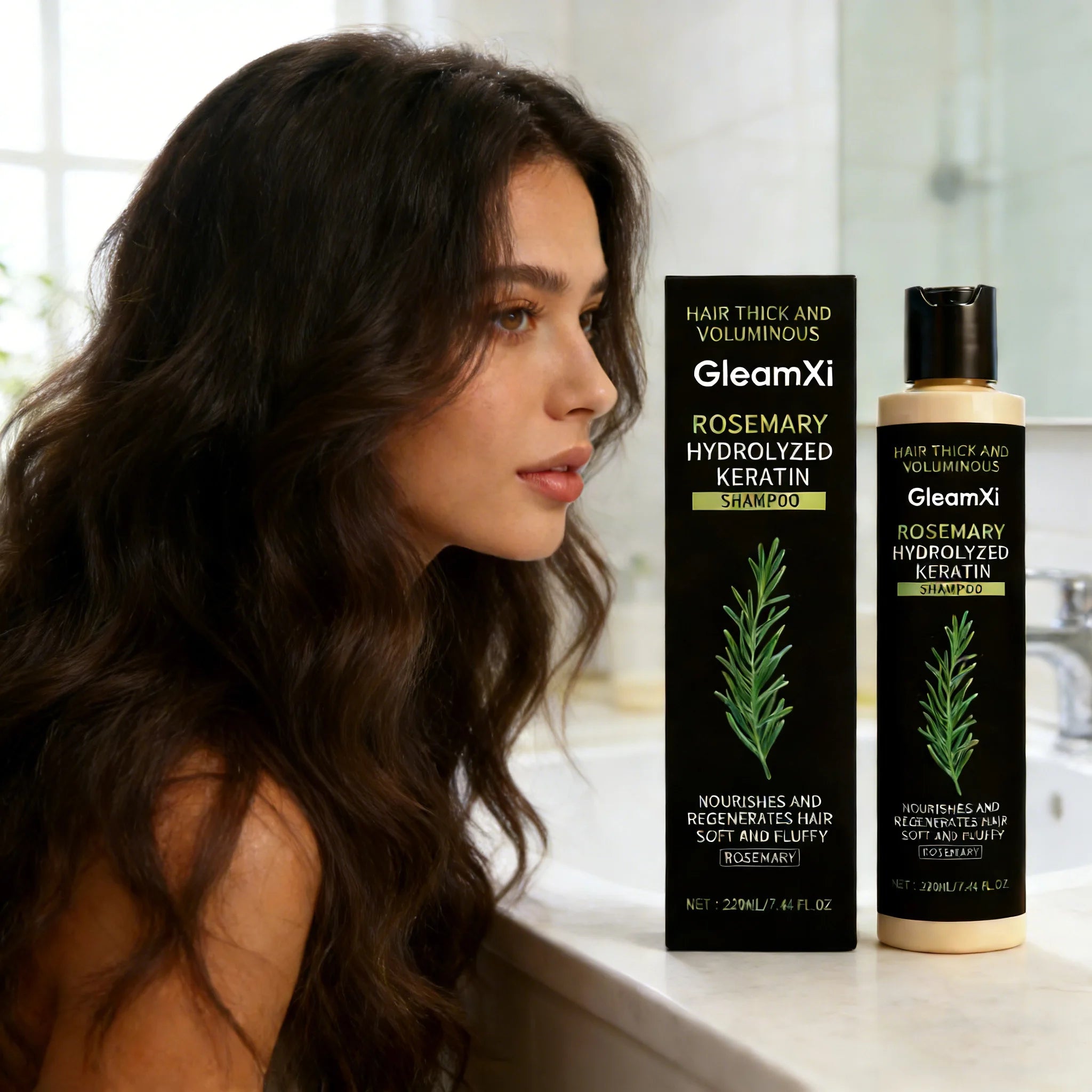 Rosemary Keratin Volumizing Shampoo 220ML Deep Nourishing Hair Care Repair Damage Boost Fullness Smooth Frizz Control Daily Use