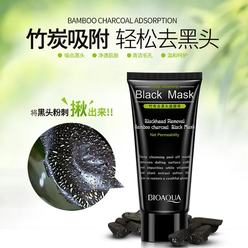 BIOAQUA Deep Cleansing Black Mask Bamboo Charcoal Anti-Acne Blackhead Remover Oil Control Skin Care Peal-Off Nose Mask