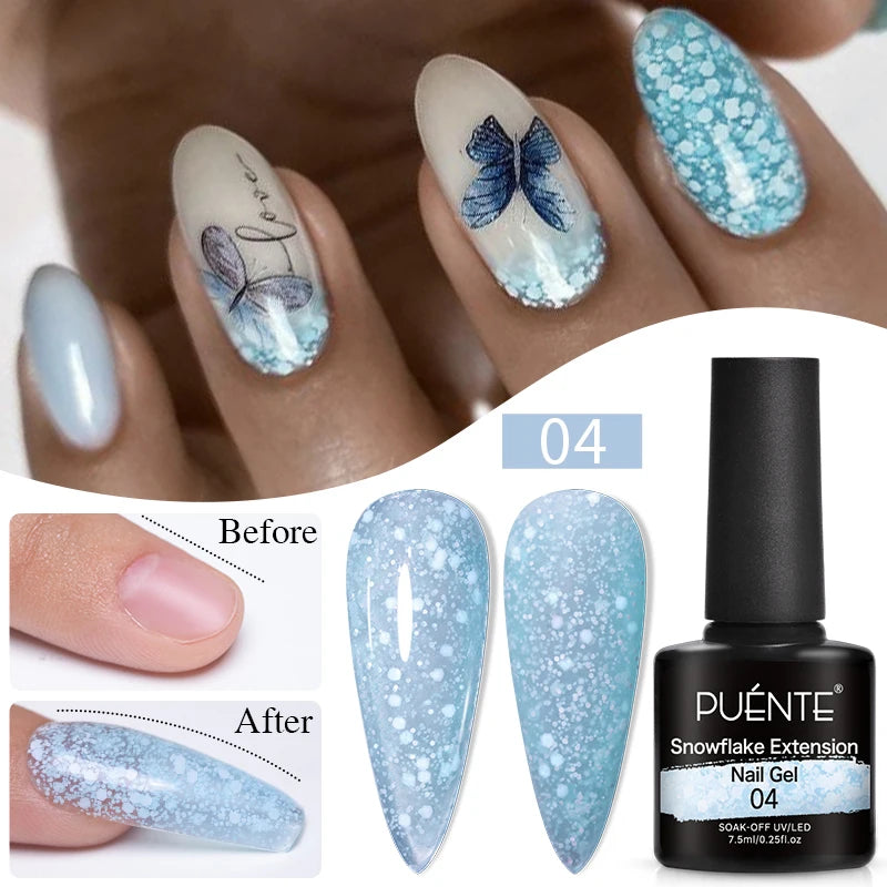 PUENTE 5ml Flower Fairy Gel Nail Polish Pink Blue Purple Natural Dried Flowers Gel For Nail Art Soak Off UV Varnish For Manicure