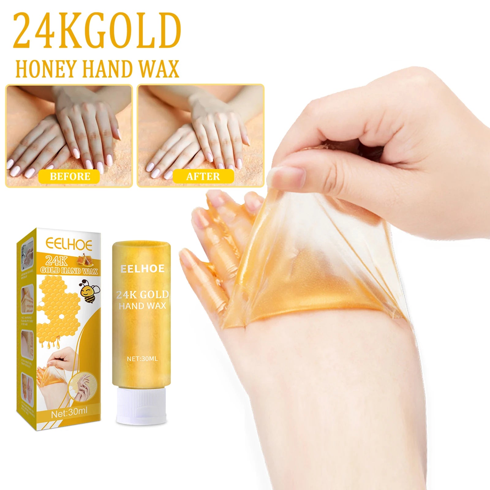 24K Gold Milk Honey Hand Care Masks Soothing Moisturizing Exfoliating Whitening Nourishing Hydrating Gel Hand Mask