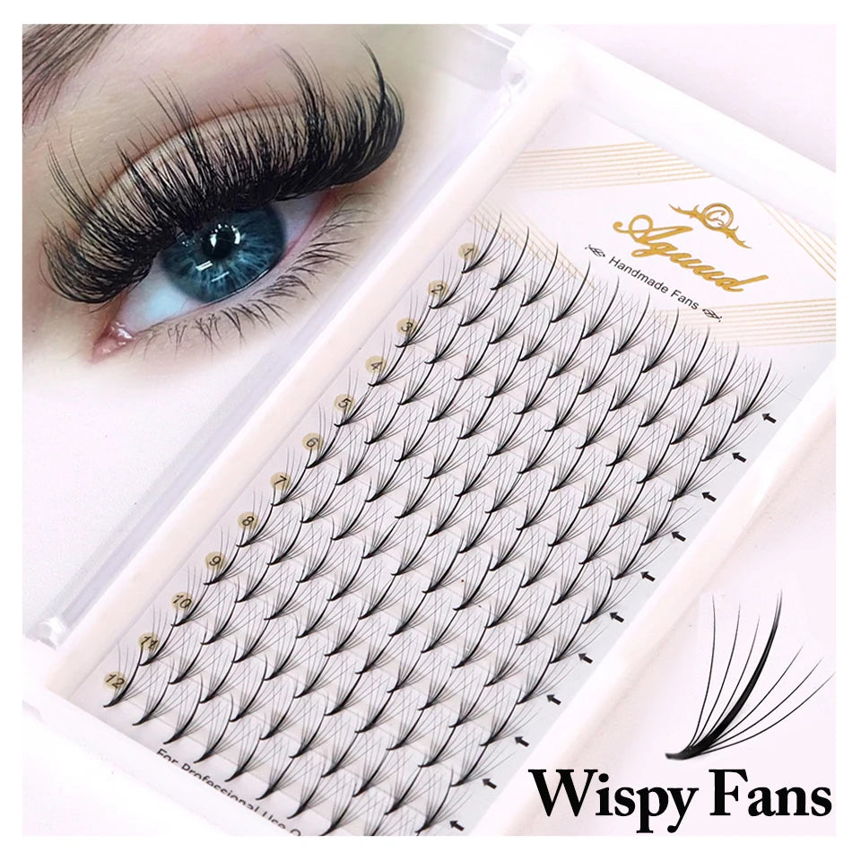 AGUUD Wispy Premade Fans Lash Extension 3D 5D 7D 9D Pointy Base Russian Volume Lash Extension Promade Spike Fans Cluster Eyelash