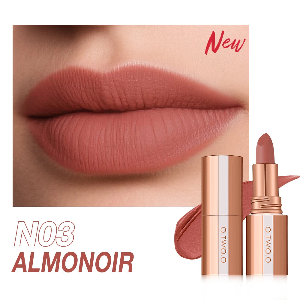 O.TWO.O Matte Lipstick Lip Tint 3 Colors Waterproof Long Lasting Non-stick Cup Sexy Highly Pigmented Velvet Lip Sticks Lip Stain