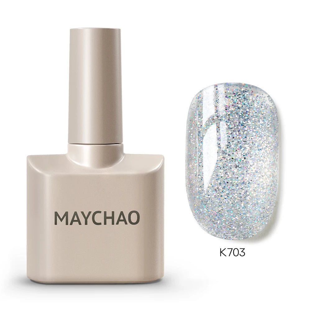 MAYCHAO Cherry Red Gel Nail Polish 12ml Glossy Semi Permanent Soak Off UV LED Frosted Gel Nails Base Painting Varnish