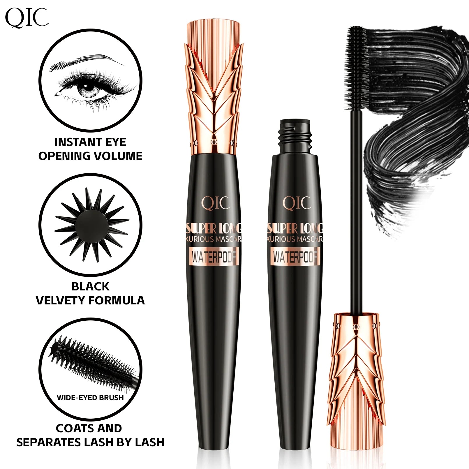 5D Black Waterproof Mascara Lengthens Eyelashes Extension Thick Silk Fiber Mascara Female Makeup Eye Cosmetics Tools for Gifts