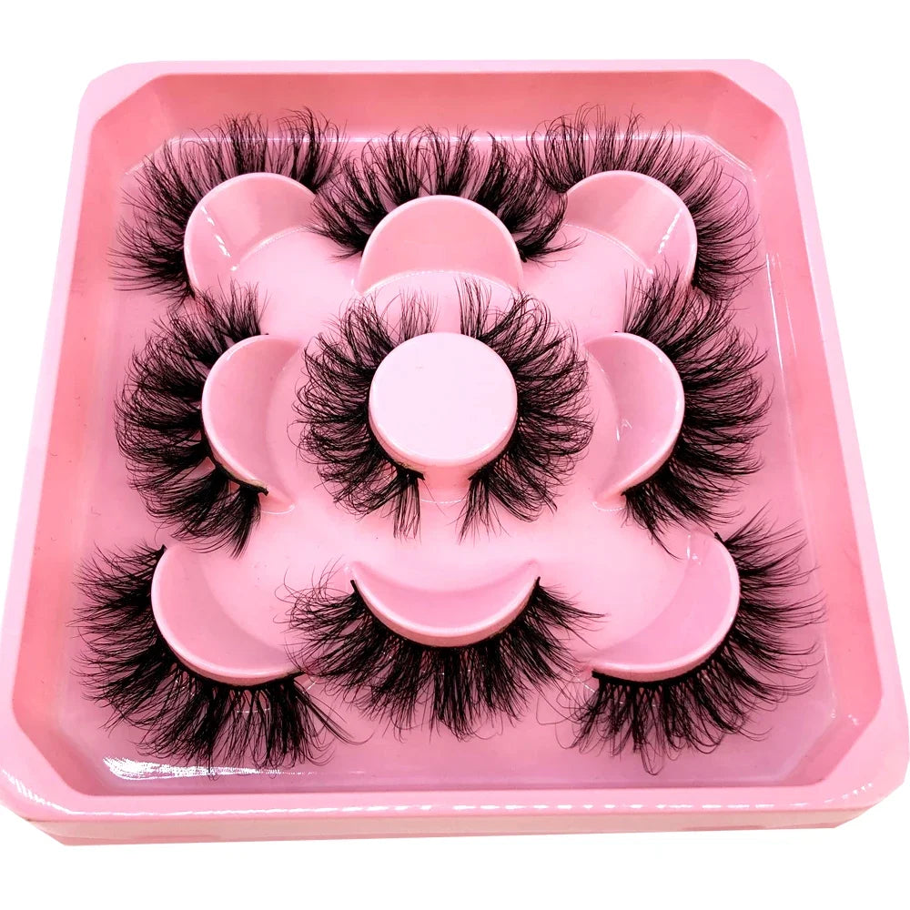 New 5 pairs of handmade mink eyelashes fake eyelashes natural nude makeup simulated cross messy eyes 3D curly eyelashes