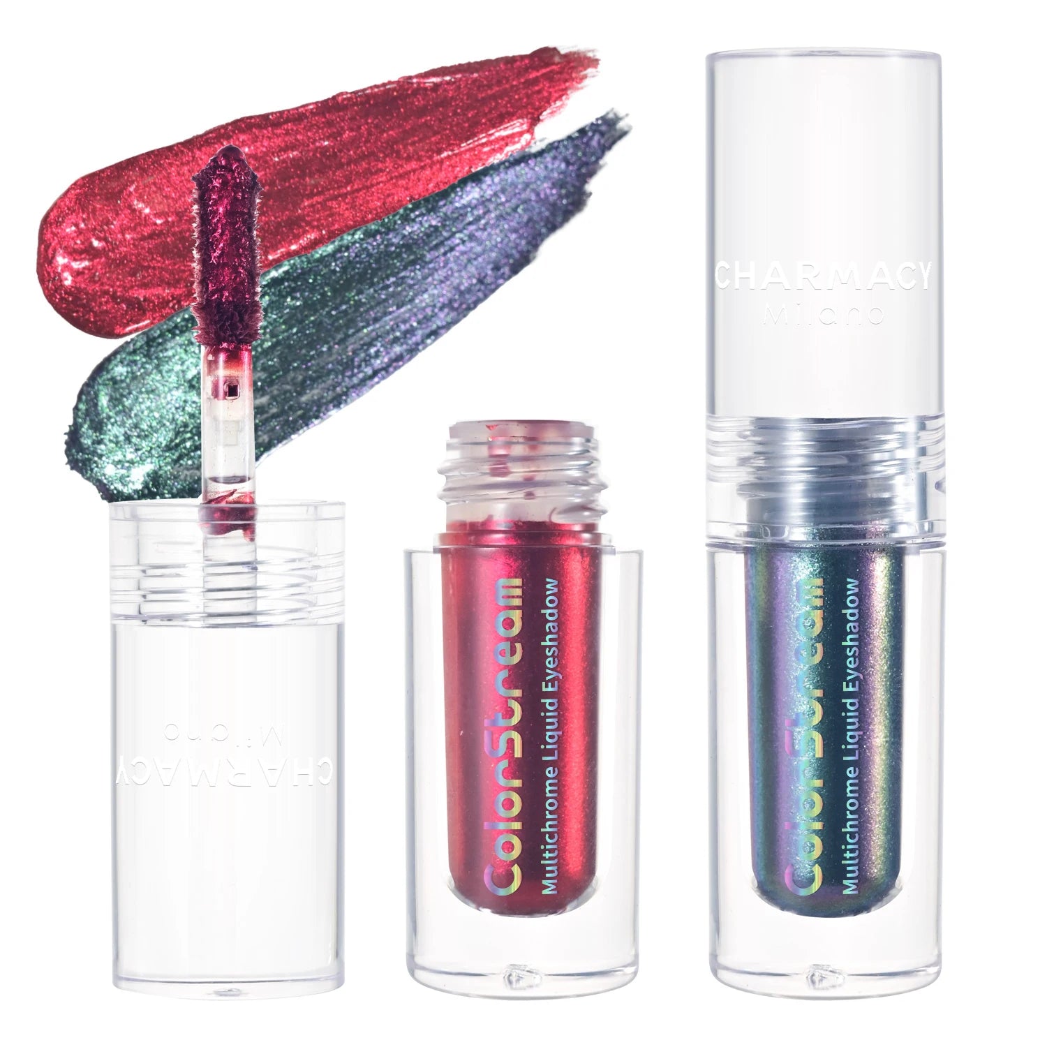 CHARMACY 2pcs/set Multichrome Eyeshadow Liquid 1.5ml Waterproof Longstay Glitter Eye Shadow High Gloss Christmas Holiday Makeup