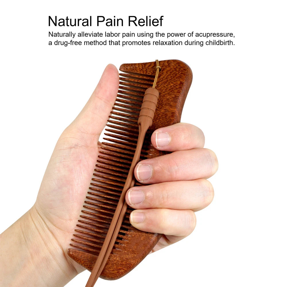 Natural Wooden Hair Comb with Cotton Drawstring Bag - Anti-static Scalp Massage, Handmade Wood Comb for Daily Hair Care