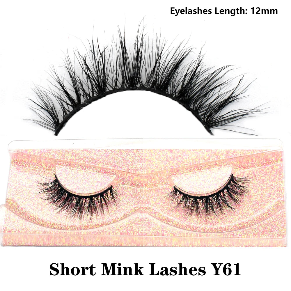FOXESJI Real Mink Fluffy Short Eye Lashes Extension Wispy Soft Natural Short False Eyelashes Daily Wear Full Strip Lashes Makeup