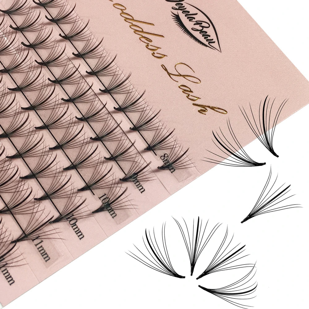 Goddess 9D/13D Premade Wispy Fan Lashes Russia Volume Fans Eyelash Extension Individual Sandwich Faux Mink Eyelashes  Cluster