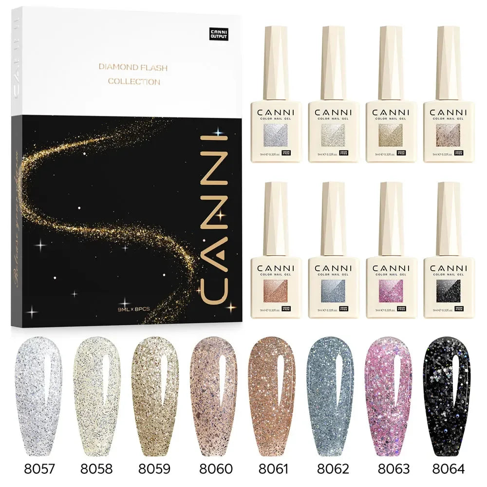 CANNI HEMA TPO FREE Gel Nail Polish Galaxy Cat Eye Gel Magnet Glitter Diamond Sparkle Gorgeous Color Soak Off UV LED Gel Lacquer