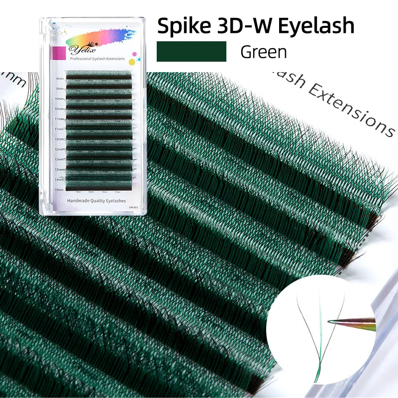 Yelix New Premade Spikes Eyelash Extension Black Purple Spike 3D-W Lash Extensions Supplies Fluffy Volume Fans Individual Lashes