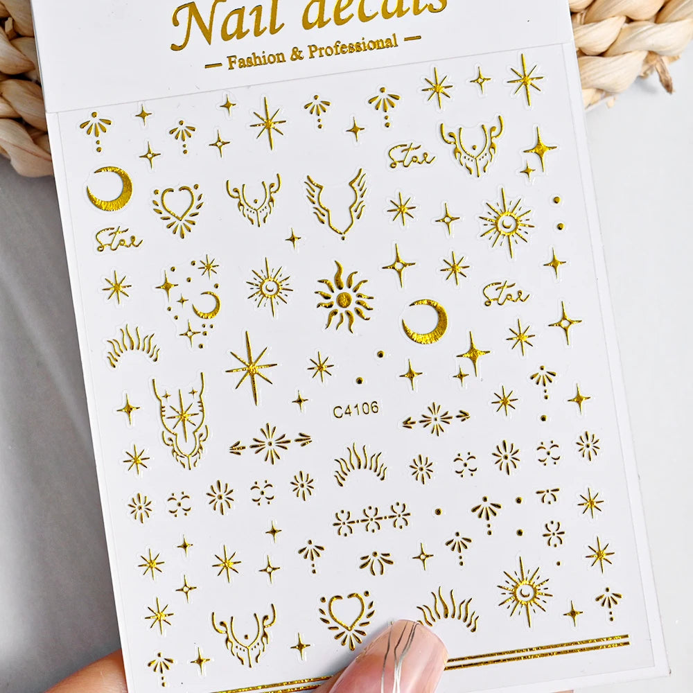 1pcs Star-Themed Nail Art Stickers 3D Self-Adhesive Plastic Decals With Glitter Finish Anime Rectangle Shape Ideal For DIY Nails